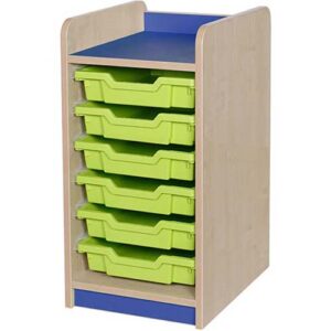KubbyClass Single Bay 6 Shallow Tray Classroom Storage Unit - 707mm High