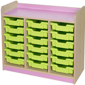 KubbyClass Triple Bay 18 Shallow Tray Classroom Storage Unit - 707mm High