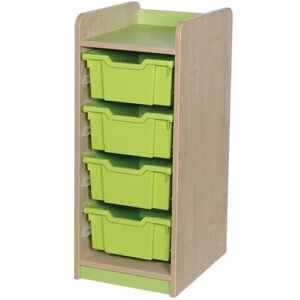 KubbyClass Single Bay 4 Deep Tray Classroom Storage Unit - 877mm High