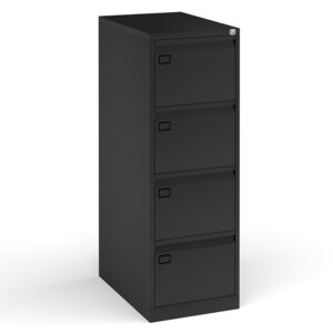 Premium Steel Executive 4 Drawer Filing Cabinet - Black