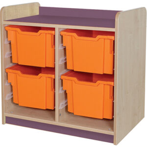 KubbyClass Double Bay 4 Extra Deep Tray Classroom Storage Unit - 707mm High