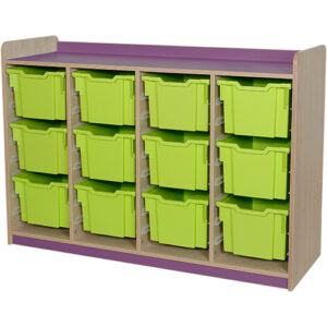 KubbyClass Quad Bay 12 Extra Deep Tray Classroom Storage Unit - 962mm High