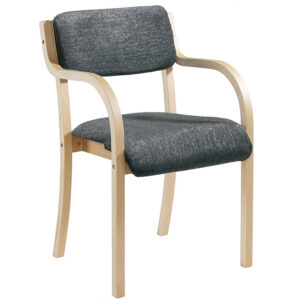 Prague Wooden Frame Conference Chair - Charcoal Fabric - With Arms
