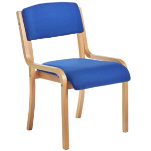 Prague Wooden Frame Conference Chair - Blue Fabric
