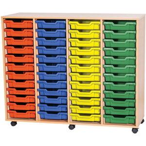 48 Tray Mobile or Static Quad Bay Classroom Storage Unit - 1107mm High