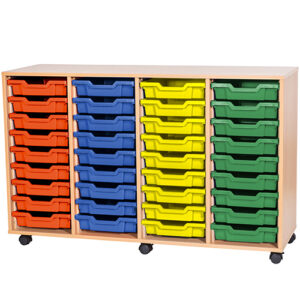 36 Tray Mobile or Static Quad Bay Classroom Storage Unit - 861mm High