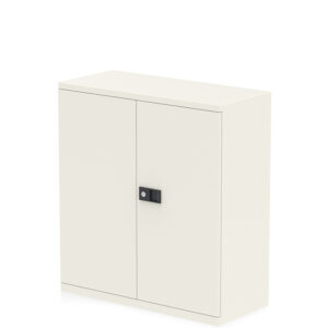 NEXT DAY Qube by Bisley Steel Stationery Cupboard 1000mm High - Chalk White