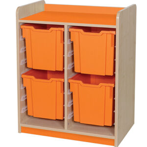 KubbyClass Double Bay 4 Jumbo Tray Classroom Storage Unit - 877mm High