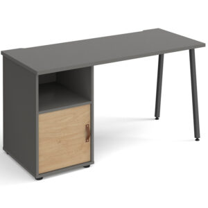 Sparta Onyx Grey Home Office Desk with Cupboard - 1400mm Wide
