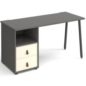 Sparta Onyx Grey Home Office Desk with Drawers - 1400mm Wide