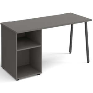 Sparta Onyx Grey Home Office Desk with Open Pedestal -1400mm Wide