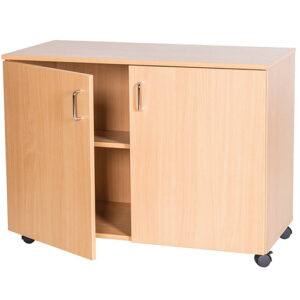 1024mm Wide Mobile Double Door Wooden Storage Cupboard - 697mm High