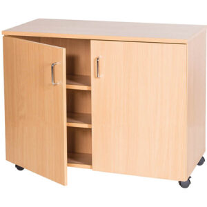 1024mm Wide Mobile Double Door Wooden Storage Cupboard - 779mm High
