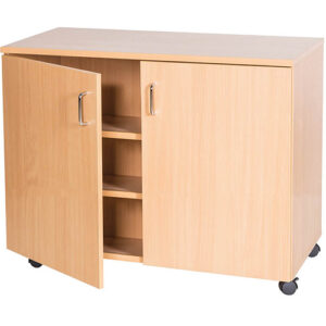 1024mm Wide Mobile Double Door Wooden Storage Cupboard - 861mm High