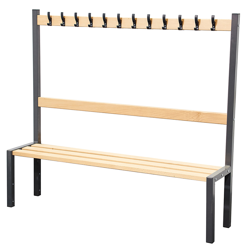 Single Sided 12 Hook Cloakroom Bench - 1500mm Wide