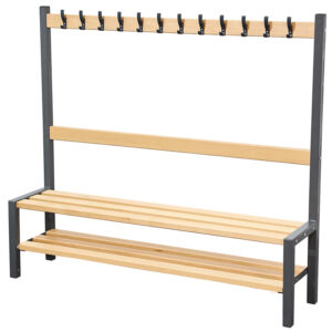 Single Sided 12 Hook Cloakroom Bench with Shoe Rack - 1500mm Wide