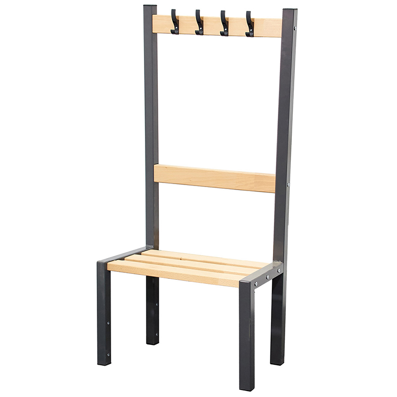Single Sided 4 Hook Cloakroom Bench - 600mm Wide