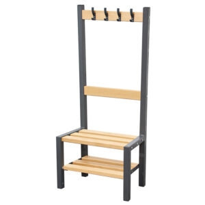 Single Sided 4 Hook Cloakroom Bench with Shoe Rack - 600mm Wide