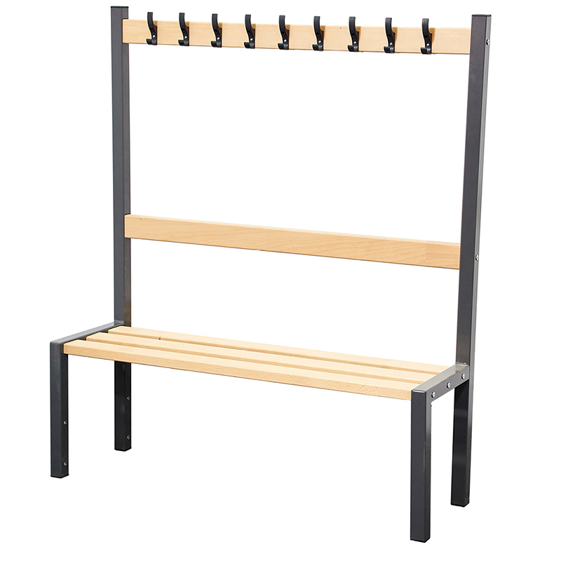 Single Sided 9 Hook Cloakroom Bench - 1200mm Wide