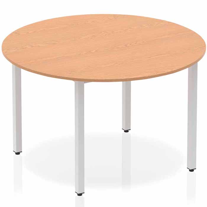 The Impulse Classroom Deluxe Round Meeting Table - Silver Coated Box Leg