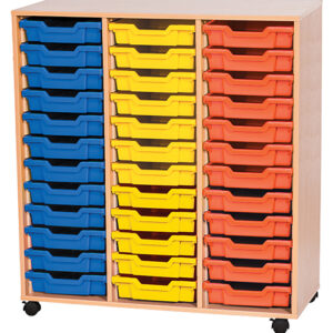36 Tray Triple Bay Mobile or Static Classroom Storage Unit - 1107mm High