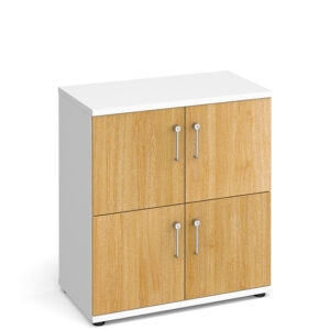 Universal White/Oak Wooden Storage 4 Door Lockers - 867mm High