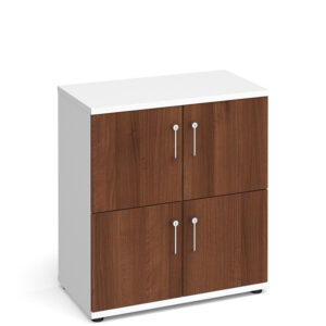 Universal White/Walnut Wooden Storage 4 Door Lockers - 867mm High