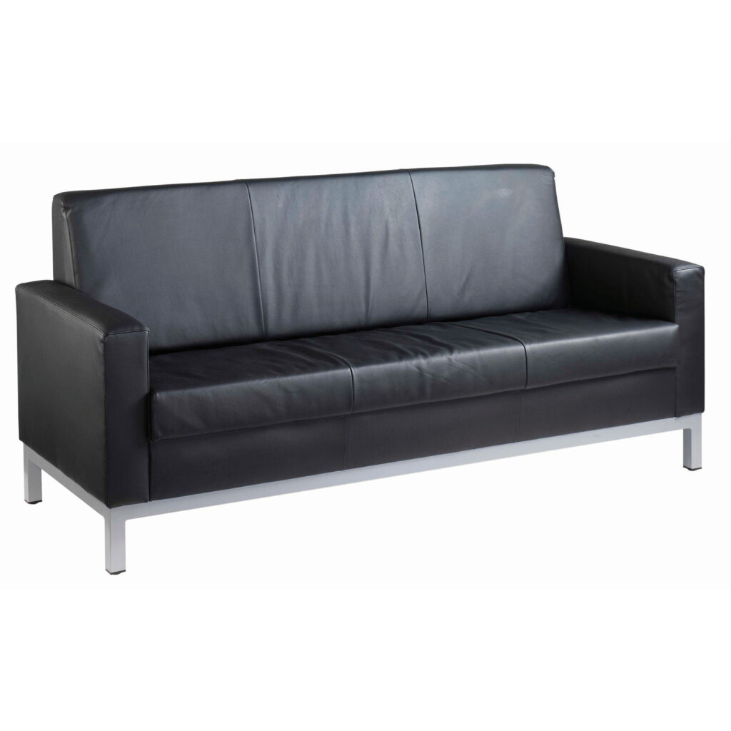 Mallawi Three Seater Square Back Leather Reception Sofa - 1880mm Wide