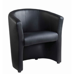 London Reception Tub Chair - Black Leather Faced