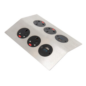 Tholus In-Table 6 Socket Power Module - Black/Brushed Steel