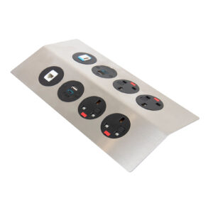 Tholus In-Table 8 Socket Power Module - Black/Brushed Steel