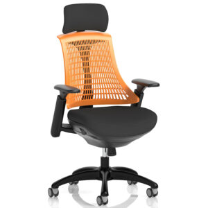 Flex Medium-Back Office Chair with Arms and Headrest, 7 Vibrant Back Colour Options