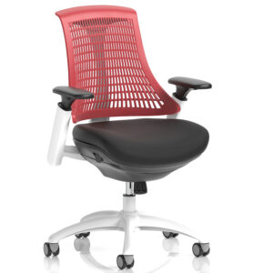 Flex Medium-Back Office Chair – White Frame with Arms, 7 Vibrant Back Colour Options