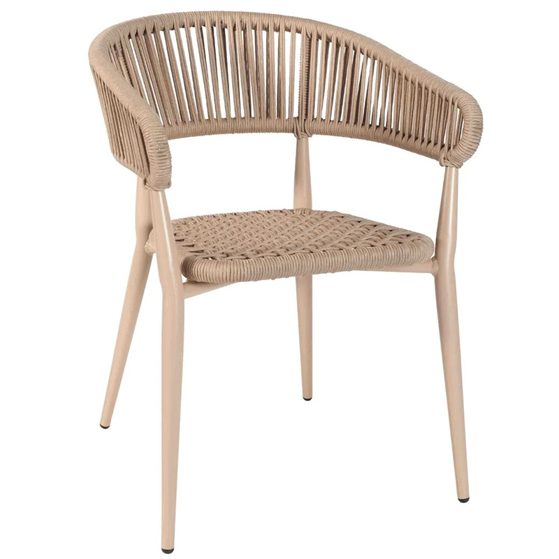 Madrid Natural Beige Rope Weave Outdoor Stacking Arm Chair