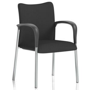Academy Visitor Chair With Arms, Black Fabric Seat and Back