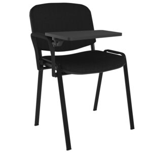 Taurus Black Frame Stackable Meeting Room Chair - Writing Tablet