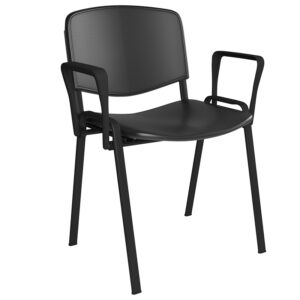 Taurus Plastic Meeting Room Chair with Fixed Arms - Black Frame